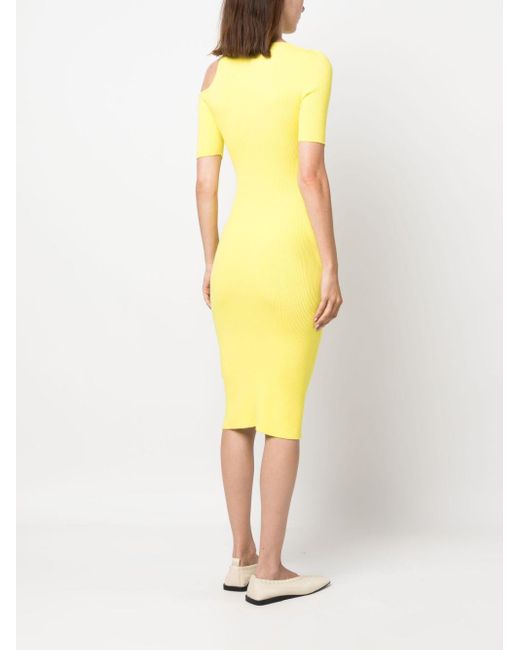 Aeron Ribgebreide Midi-jurk in het Yellow