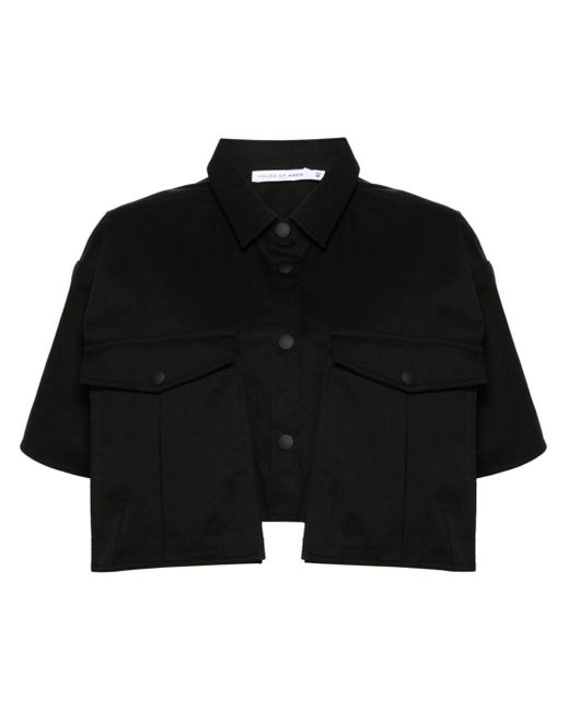 Cargo-pockets cropped shirt di Amen in Black