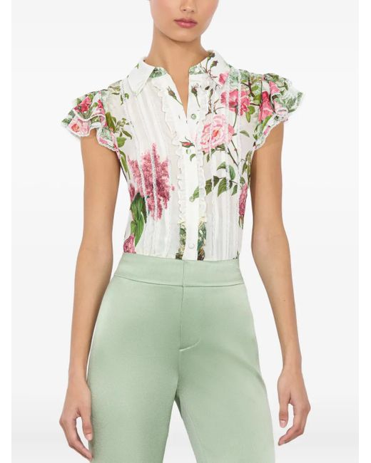 Alice + Olivia White Stilvolles Multicolour Hemd Für Frauen