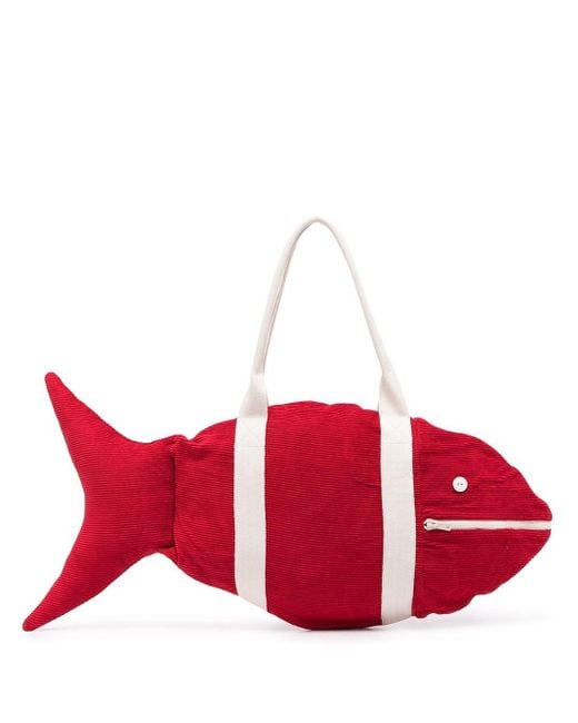 Bode Red Fish-shaped Tote Bag for men