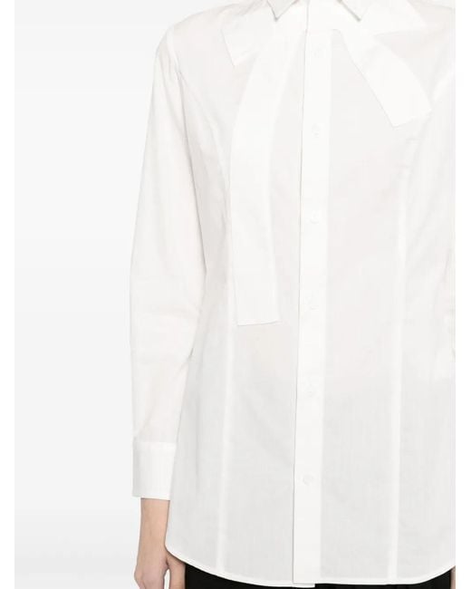 Yohji Yamamoto White Bow-Detail Cotton Shirt