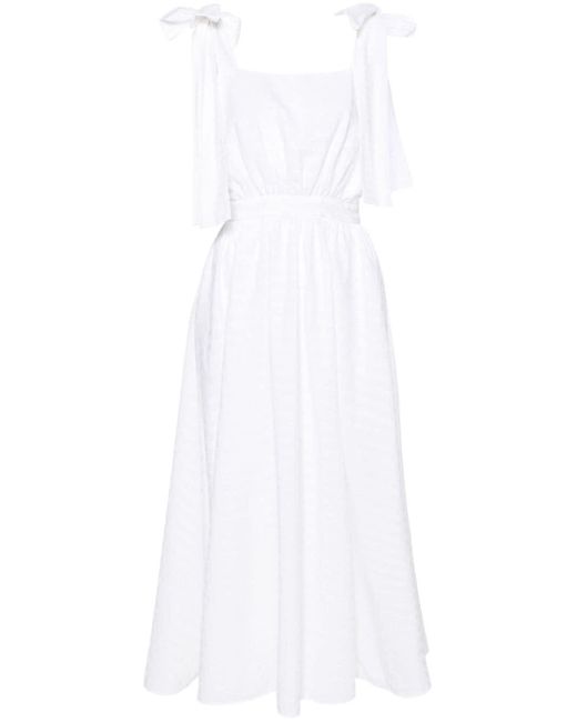 MSGM Seersucker Midi-jurk in het White
