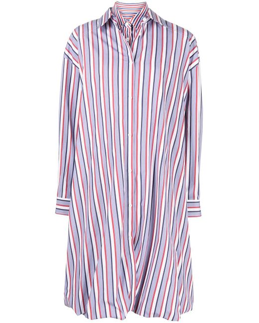 Juun.J Purple Stripe-Detail Shirt Dress