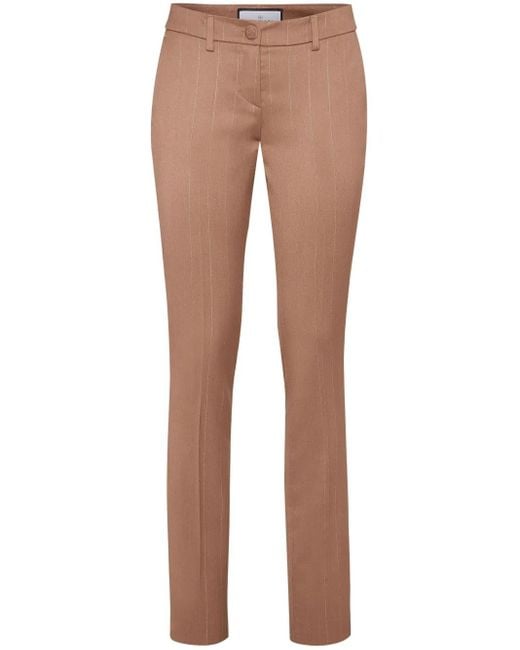 Philipp Plein Brown Pinstripe Chinos-Fit Trousers