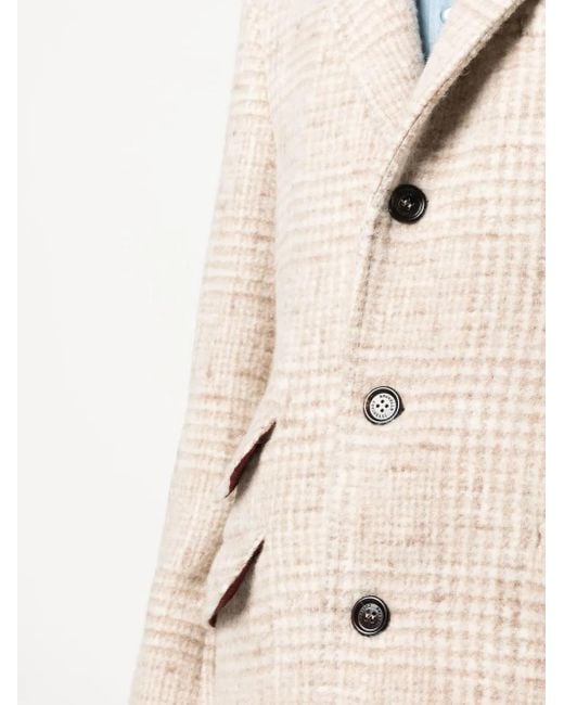Brunello Cucinelli Natural Check-Print Single-Breasted Coat for men