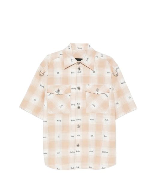 John Richmond White Check-Print Short-Sleeve Shirt for men