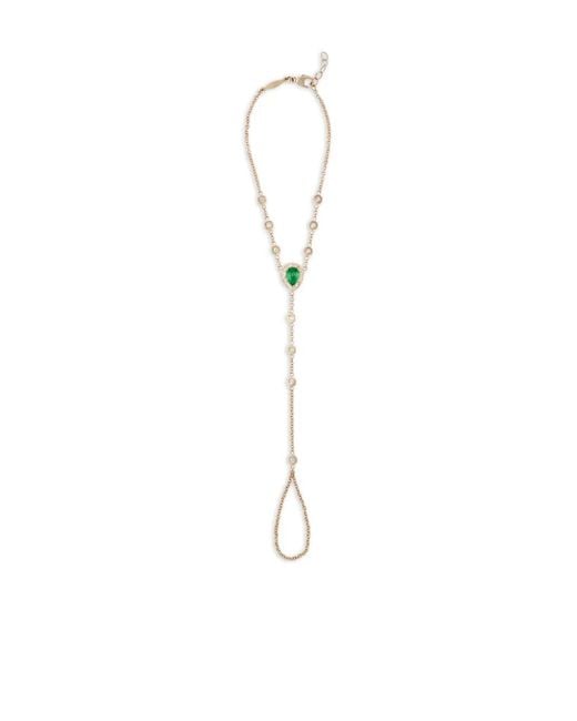 Jacquie Aiche White Bracelet En Or 14Ct À Diamants Et Émeraude