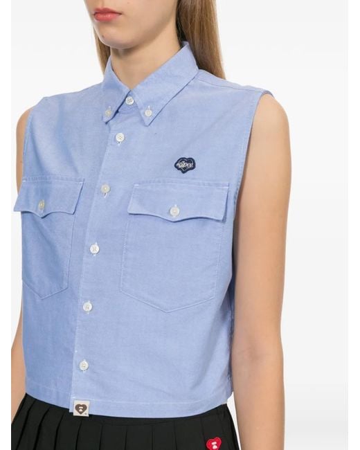 AAPE BY A BATHING AP Blue Pullunder Mit Logo-Patch