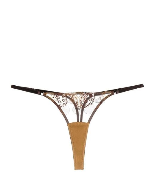 IHUOMA White Divine Feminine Embroidery Thong