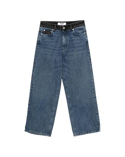 MSGM Blue Belt-Loop Pocket Jeans