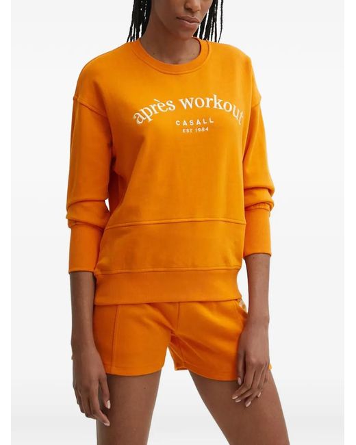 Casall Orange Terry Spring Crew-Neck Sweatshirt
