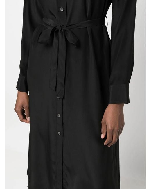 P.A.R.O.S.H. Black Belted Silk Shirt Dress
