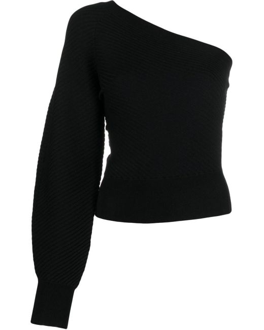 IRO Black Gerippte One-Shoulder-Bluse