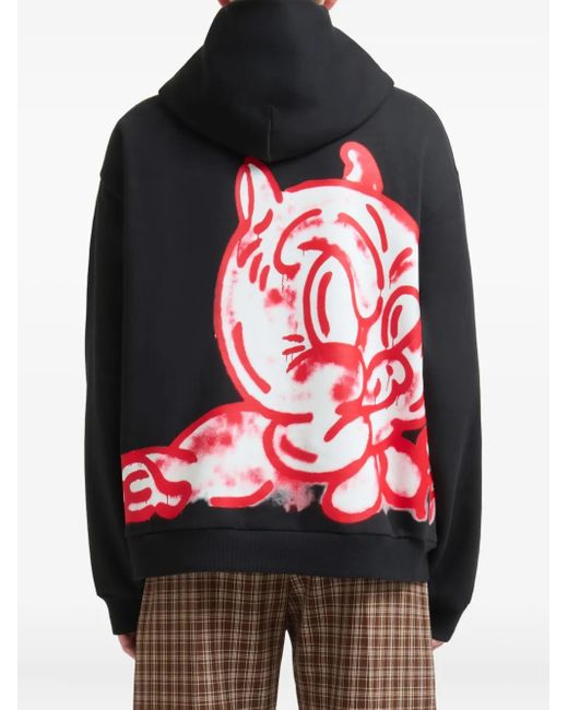 Marni Black Logo-Print Cotton Hoodie for men