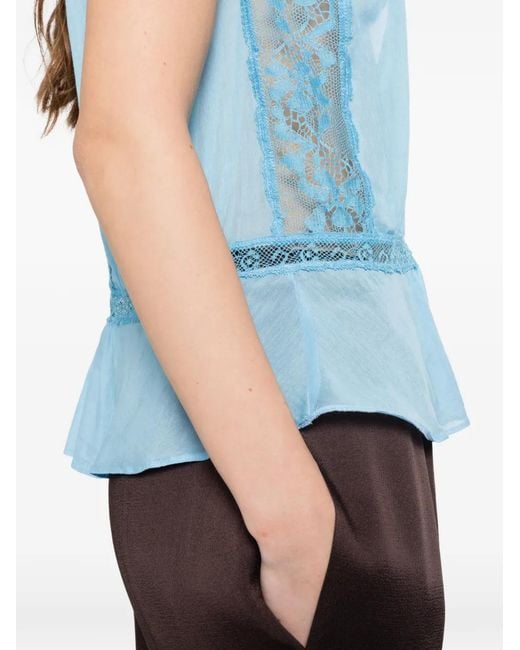 Forte_forte Blue Lace-Panel Top