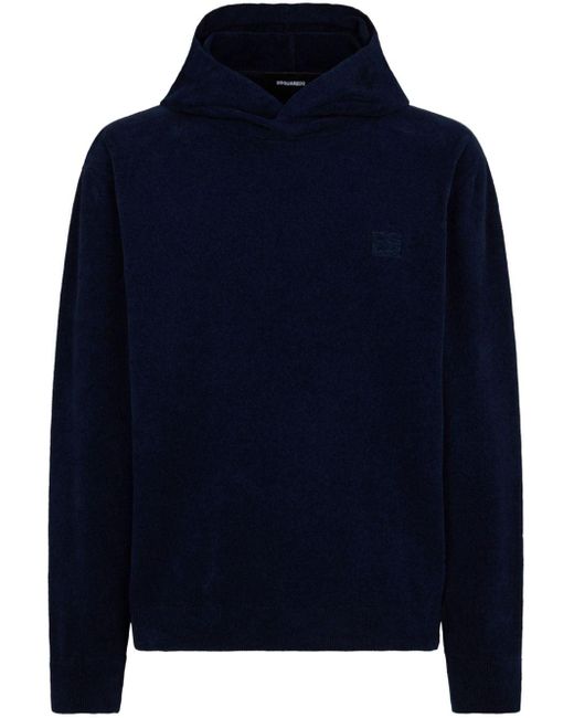 DSquared² Blue Logo-embroidered Hoodie for men