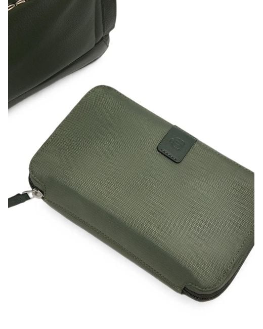 Piquadro Green Buckle-Fastening Leather Backpack