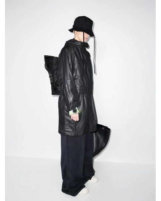 Y-3 Black Hooded Midi Raincoat
