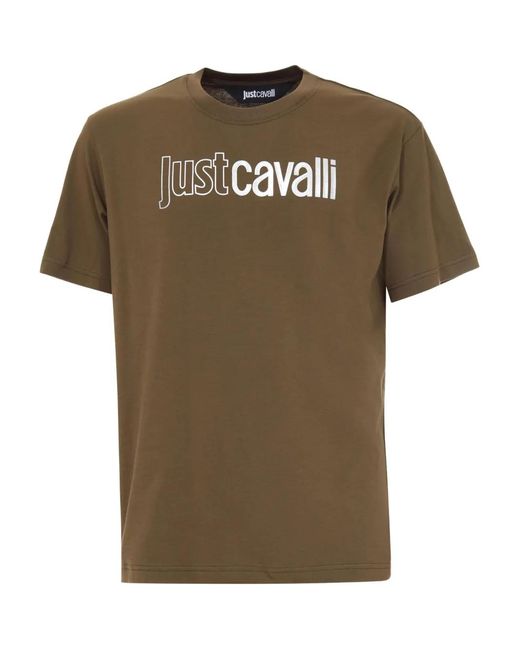 Just Cavalli Green Logo-Print T-Shirt for men