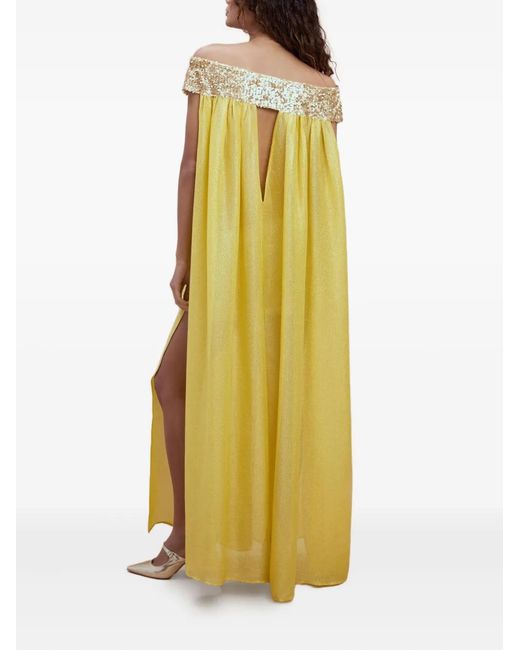 SANA OSMANI Yellow Hera Sequin Maxi Dress