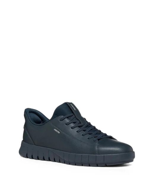 Geox Blue Fextride Lace-Up Leather Sneakers for men