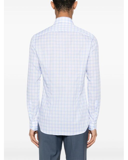 Canali White Gingham Cotton Shirt for men
