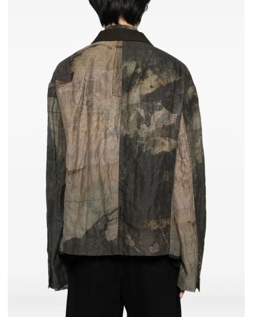 Ziggy Chen Green Printed Blazer for men