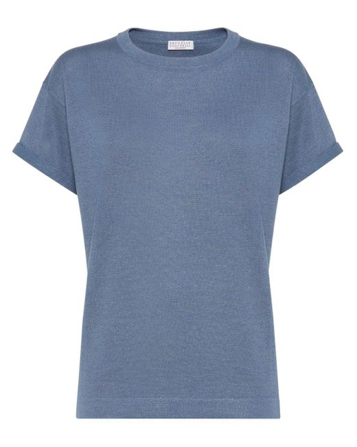 Brunello Cucinelli Blue Cashmere-blend T-shirt