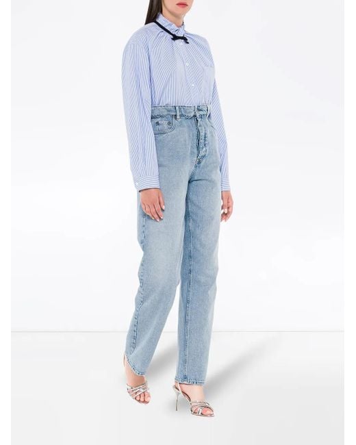 Miu Miu Blue High-Waisted Straight-Leg Jeans