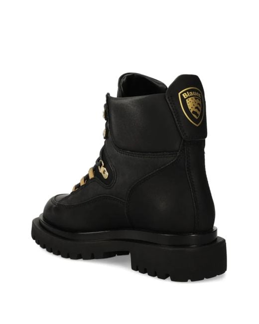 Blauer Black Lace-Up Combat Boots
