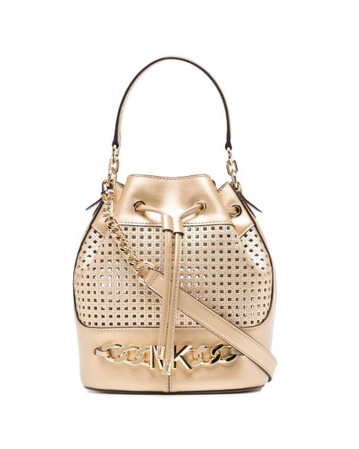 MICHAEL Michael Kors Devon Leather Bucket Bag in Gold (Metallic) Lyst
