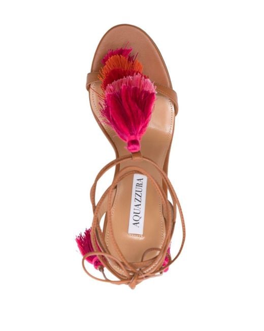 Aquazzura Pink Capri Tassel 105mm Sandals