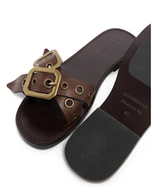 DSquared² Brown Twin Flat Sandals for men