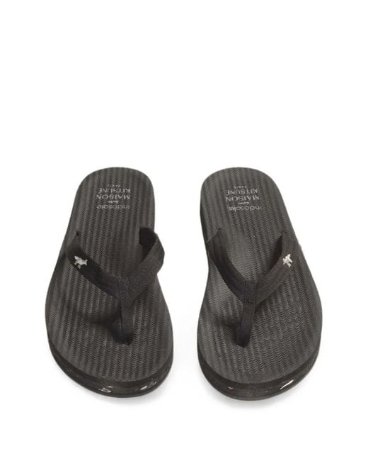 Maison Kitsuné White X Indosole Easy Living Fox-Patch Flip Flops