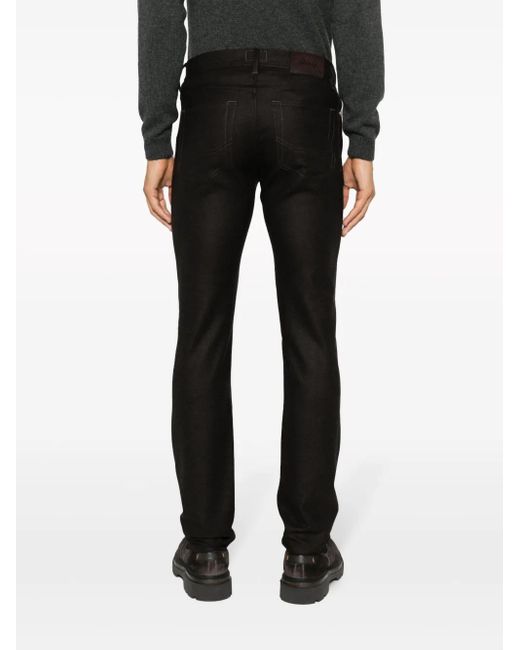 Brioni Black Low-Rise Slim-Fit Tapered Trousers for men