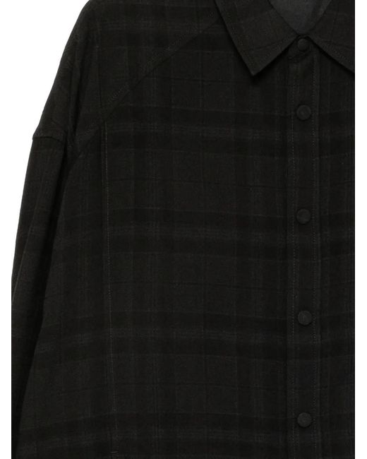 Juun.J Black Plaied Long-Sleeves Shirt for men