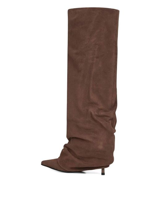 Le Silla Brown 85 Mm Draped-Cuff Leather Boots