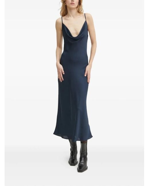 Guess Blue Cowl-Neck Midi Dress