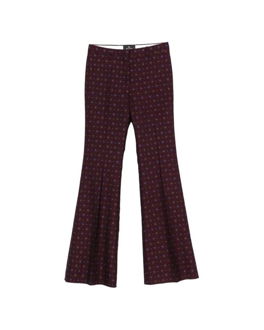 Etro Purple Floral-Print Jacquard-Woven Trousers