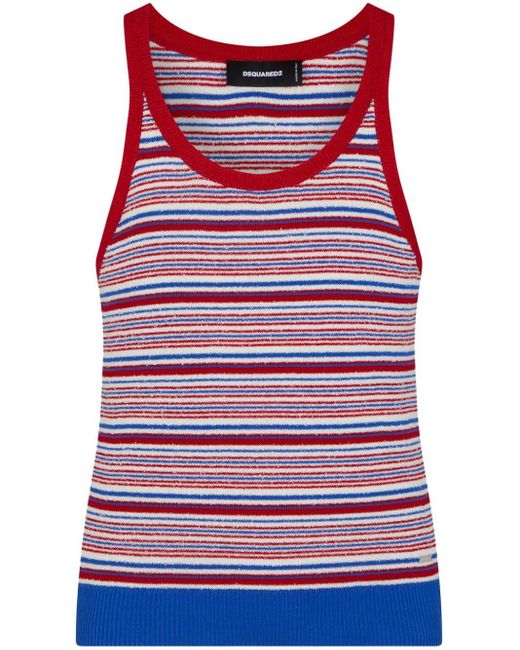 DSquared² Red Striped Knit Vest Top for men
