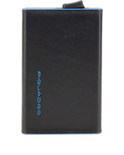 Piquadro Black Sliding-System Leather Card Holder for men