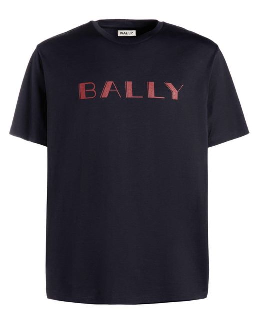 Bally T-Shirt aus Bio-Baumwolle mit Logo-Print in Blue für Herren