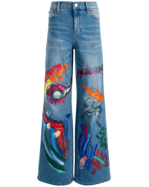 Alice + Olivia Tucker Jeans Met Wijde Pijpen in het Blue