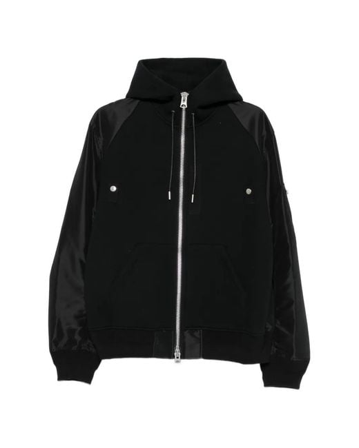 Sacai Black Hybrid Panelled Lightweight Jacket for men