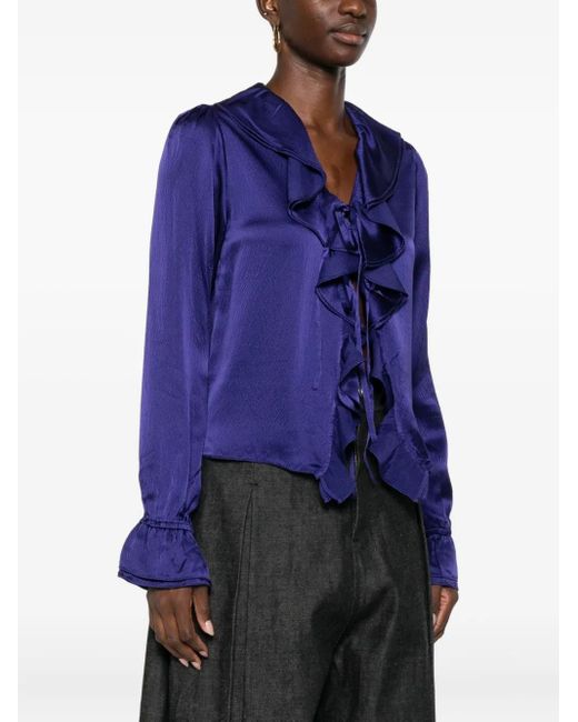 Bode Blue Ruffled Blouse