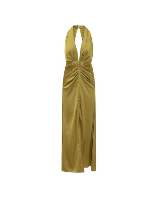 ACTUALEE Green Cut-Out Gathered Dress