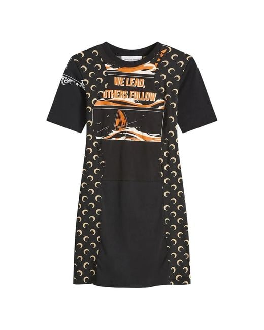 MARINE SERRE Black Moon-Print Dress