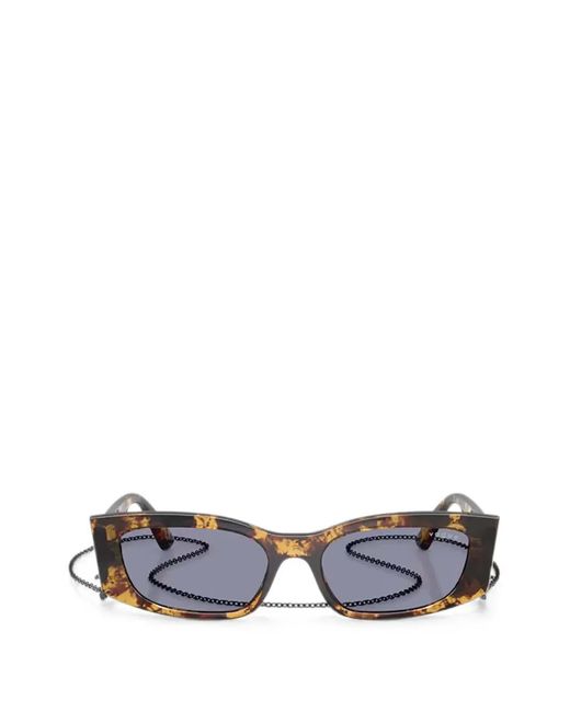 Vogue Eyewear White Tortoiseshell-Effect Rectangle-Frame Sunglasses