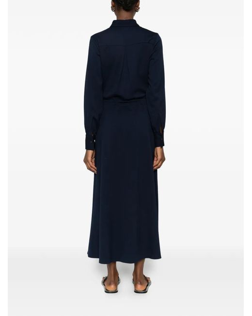 Kiton Blue Polo-Collar Maxi Dress