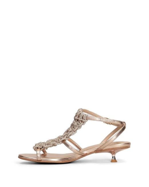 Marc Ellis White Crystal-Embellished Metallic Sandals
